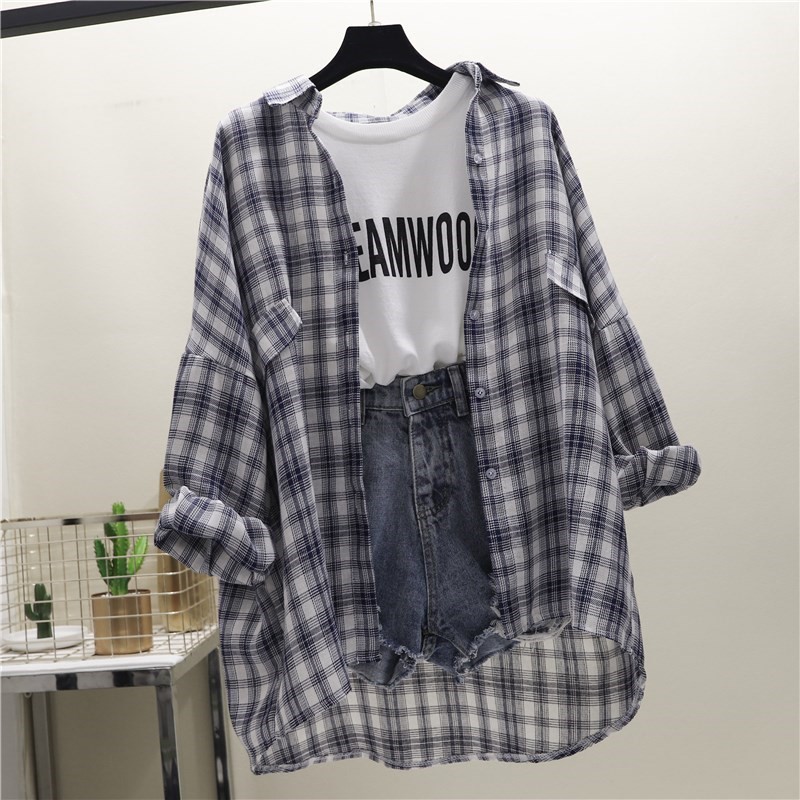 [Mã FASHIONT4WA2 giảm 10K đơn 50K] Áo Sơ Mi Caro Nữ ❤️ Áo sơ mi nữ kẻ caro dáng rộng SIÊU HOT ❤️ | BigBuy360 - bigbuy360.vn