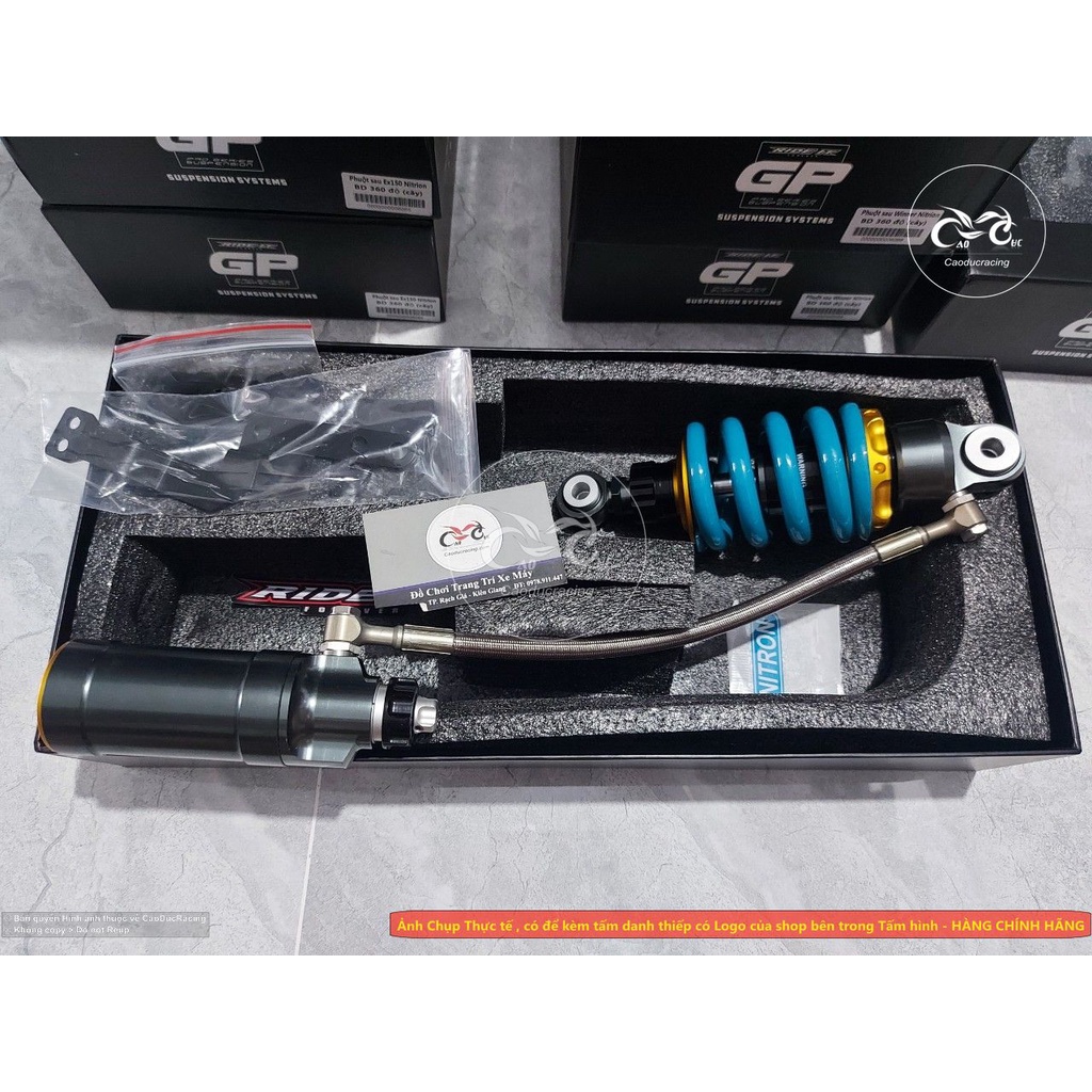 Phuộc NI TRON EX150 Ex135 WINNER BÌNH DẦU XOAY 205mm - Màu xanh Ni tron nn Ride it