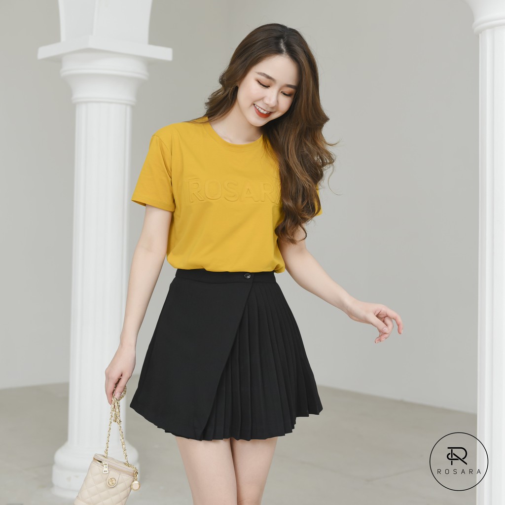 Chân váy thời trang nữ dáng xòe vạt xếp ly ROSARA SP96 | BigBuy360 - bigbuy360.vn