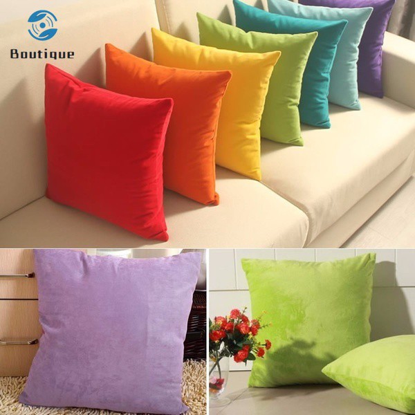 ✿♥▷ Solid Suede Nap Cushion Cover Bed Sofa Throw Pillow Case Home Decor 45cm x 45cm