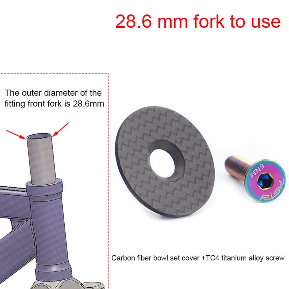 Nắp Đậy Cổ Xe Đạp Bằng Sợi Carbon Chống Bụi 28.6mm Kèm Ốc Vít Titan