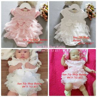 Body váy ren nơ cho bé từ đầy tháng - 12M