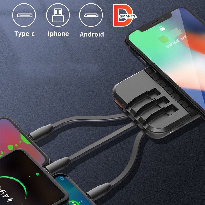 Sạc dự phòng đa năng 3 cổng USB cho cả iphone và android  tiện lợi