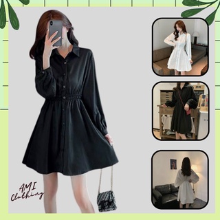 Đầm sơ mi BABYdoll cổ bẻ tay dài