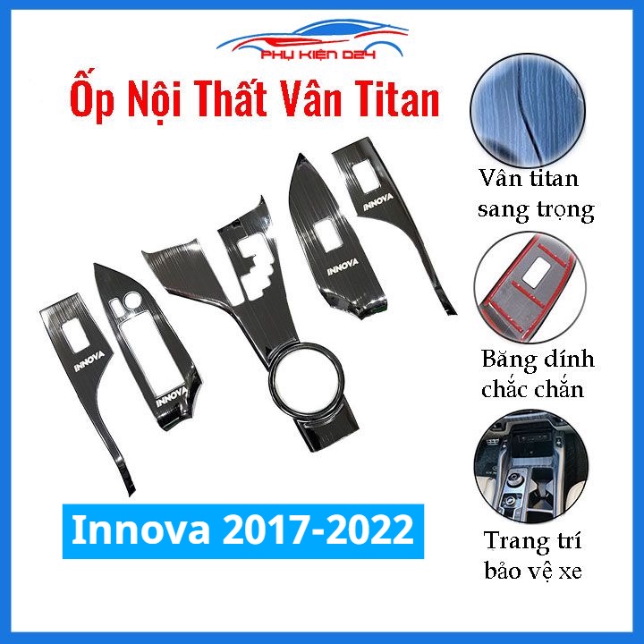 Ốp nội thất Innova 2017-2018-2019-2020-2021-2022 vân Titan bảo vệ chống trầy xước và làm đẹp xe