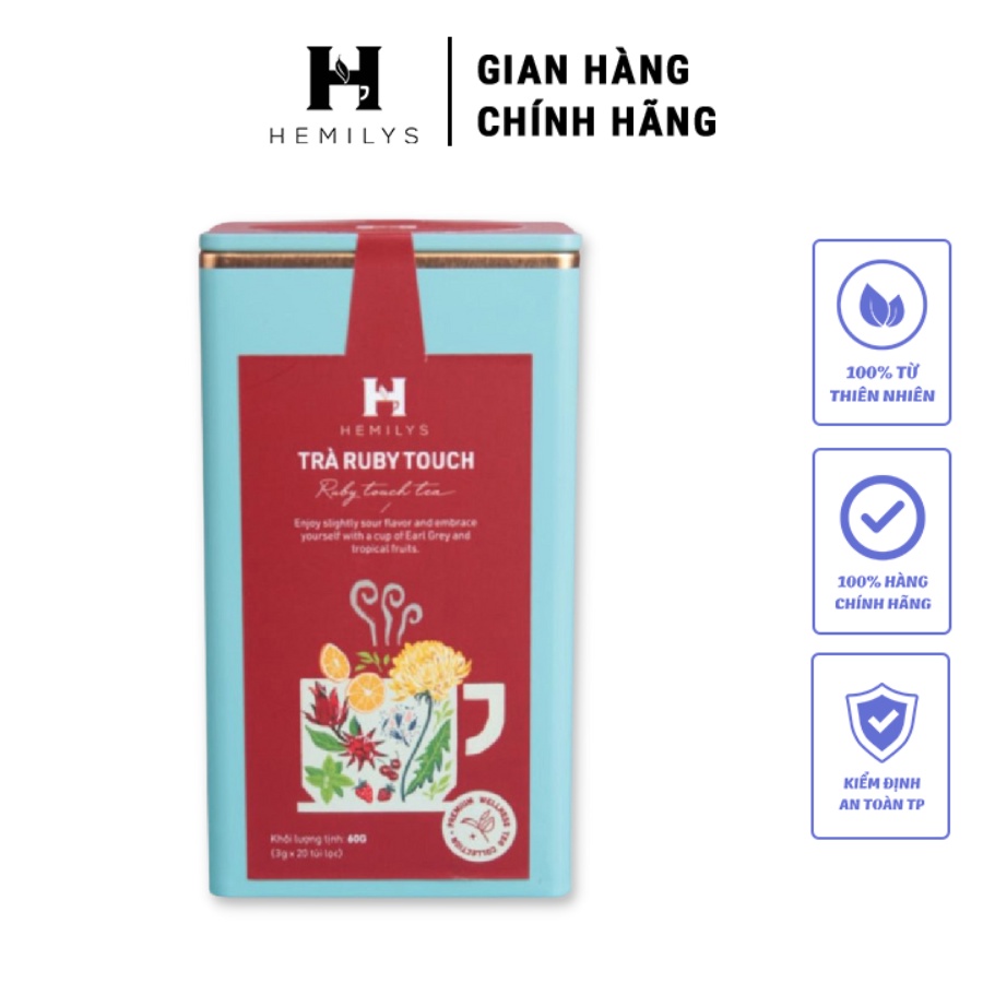 Trà Thảo Mộc Bổ Sung Vitamin Đẹp Da Thanh Lọc An Thần Ngủ Ngon Đẹp Dáng Ruby Touch Hemilys Tea 20 túi lọc