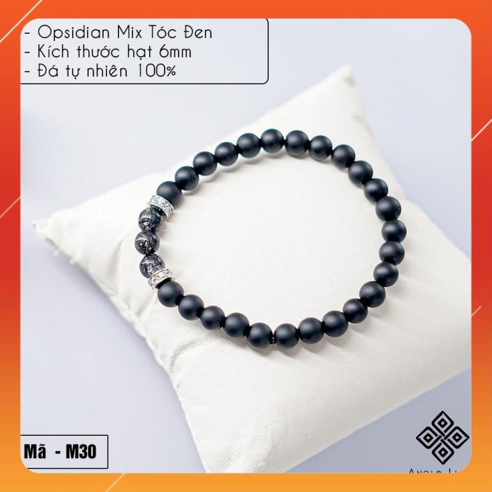 Vòng tay nam nữ Obsidian 8mm Mix Kyanite - Vòng tay phong thủy mang lại an yên, thịnh vượng cho bạn - Chế tác tự nhiên