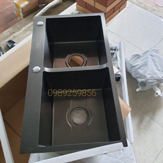 Chậu nano lệch sịn sò kt 8245,tặng bộ xả.