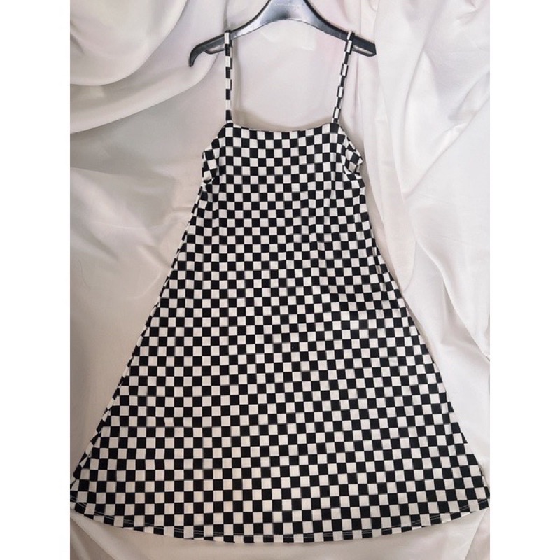 Đàm 2 Dây Babydoll Xoè Caro Lập Thể