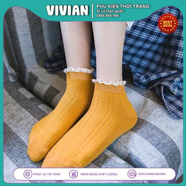 Vớ nữ cổ ren bèo, Tất Nữ Đủ màu, Hàng Quảng Châu Cao Cấp.