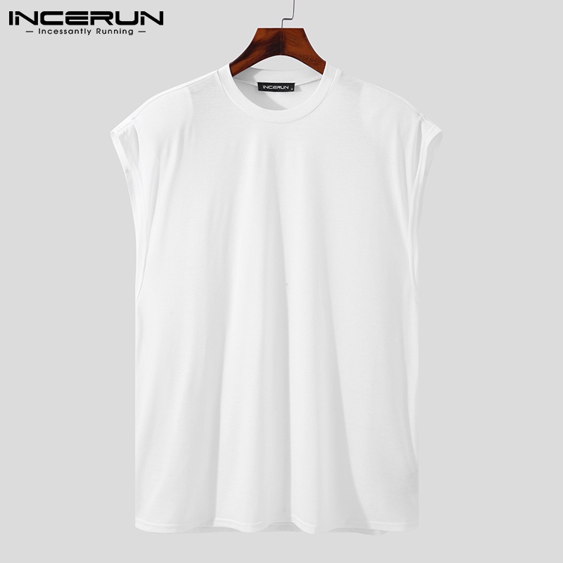 Áo thun INCERUN ba lỗ màu trơn thời trang mùa hè cho nam