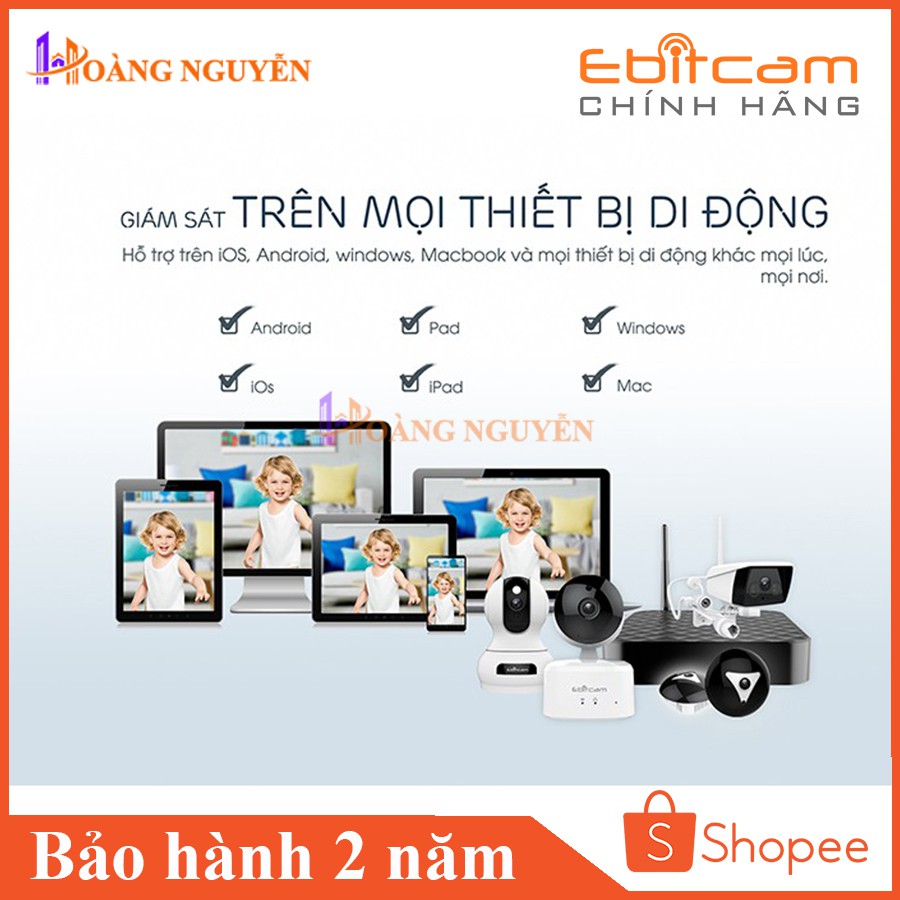 [NHÀ PHÂN PHỐI] Camera Wifi Ebitcam E3 FHD 1080P 2.0MP - Xoay 360 độ - Phát Hiện Chuyển Động | BigBuy360 - bigbuy360.vn