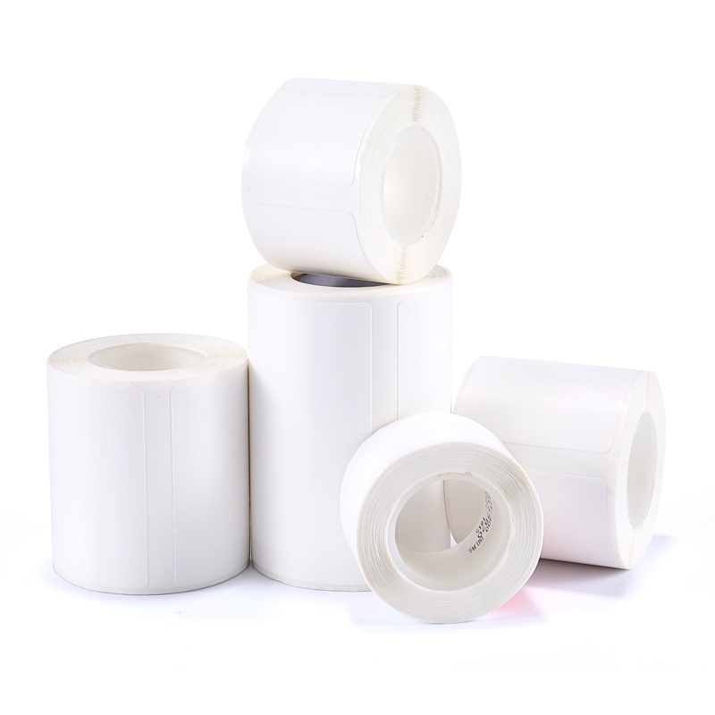 Giấy in nhiệt tem nhãn dán dành cho máy in nhiệt Aibecy DP23, Niimbot B21, B11, B3S khổ K57 phi 45
