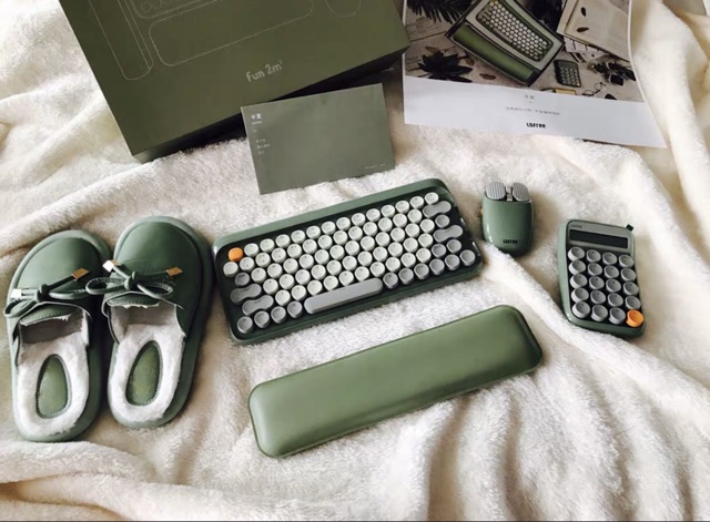 Bàn phím cơ không dây Bluetooth Lofree chính hãng màu xanh ngọc + chuột + máy tính