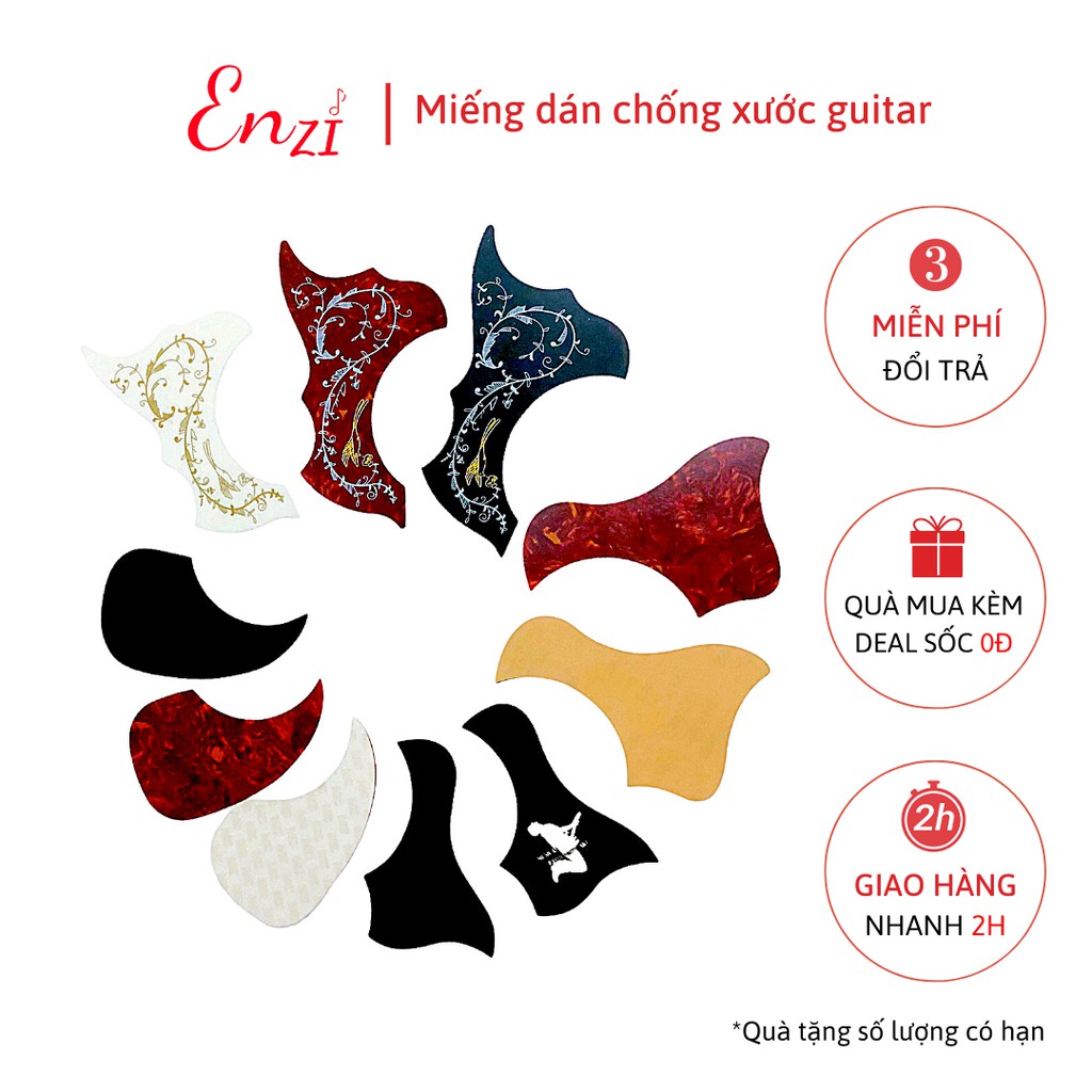 Miếng dán Cánh Chim Đen,Trắng và Hoa chống trầy xước cho đàn guitar acoustic, classic Enzi