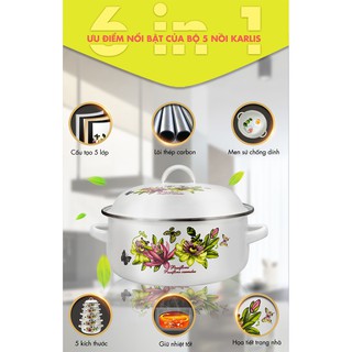 Bộ 5 Nồi Tráng Men Ceramic Cao Cấp Karlis