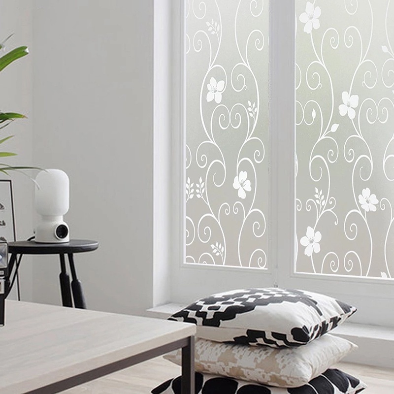 1 Cuộn Giấy Dán Kính Cửa Sổ Chống Nhìn Trộm Họa Tiết Hoa Có Thể Tháo Gỡ