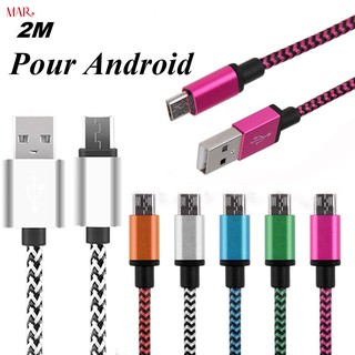 Dây cáp sạc kiểu dây bện dài 2M cổng USB Micro USB 5V cho Android