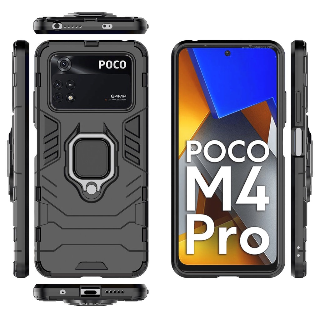 Ốp lưng Poco M4 Pro 4G Iron Man Iring chống sốc giá đỡ xem phim bảo vệ toàn diện