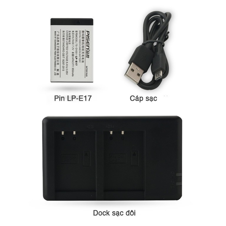 [Mã 253ELSALE hoàn 7% đơn 300K] Combo Pin + Dock sạc LP-E17 950mah for Canon EOS M3, M5, M6, 750D..