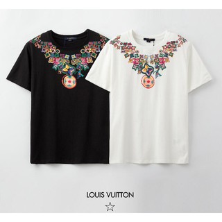 Áo Thun Cotton Tay Ngắn In Họa Tiết Lv Thời Trang Cho Nam Và Nữ