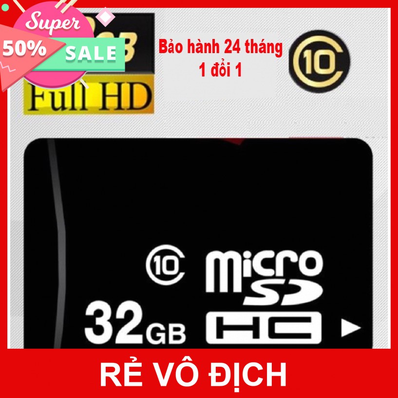 Thẻ nhớ MicroSD 32GB/16GB Class 10 tốc độ cao (Đen) - Bảo hành 24 tháng(LHShops)