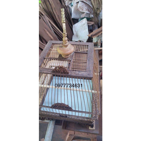 Khung lồng sing tự ráp gỗ mun đuôi công  đục sắc nét, gỗ vân đẹp giá rẻ