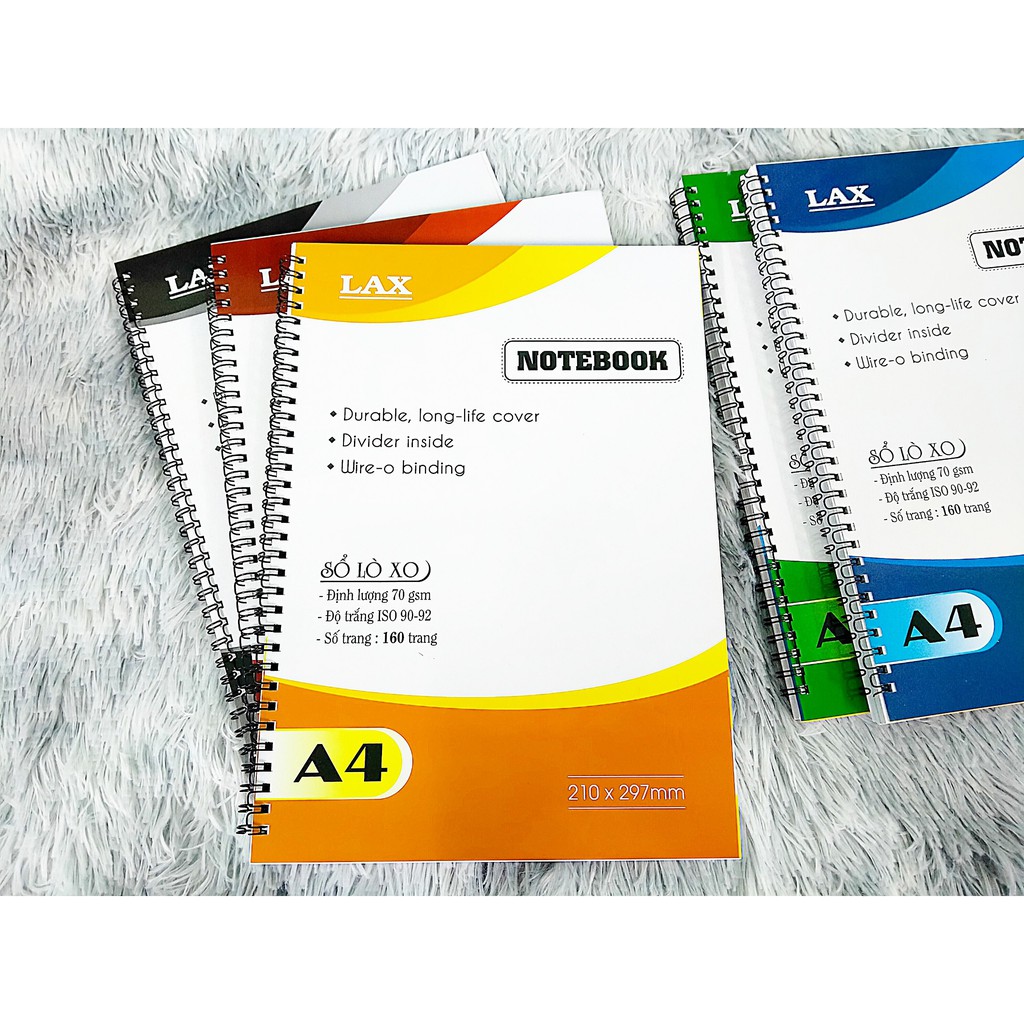 Sổ Lò Xo A4, A5, A6 Notebook Lax 160 Trang - Màu Ngẫu Nhiên