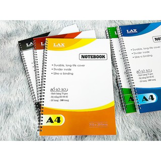Sổ lò xo a4, a5, a6 notebook lax 160 trang - màu ngẫu nhiên