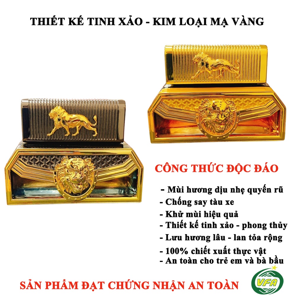 Nước hoa ô tô SƯ TỬ tinh dầu xe hơi cao cấp đặt Taplo khử mùi chống say xe,phong thủy chiết xuất từ thực vật