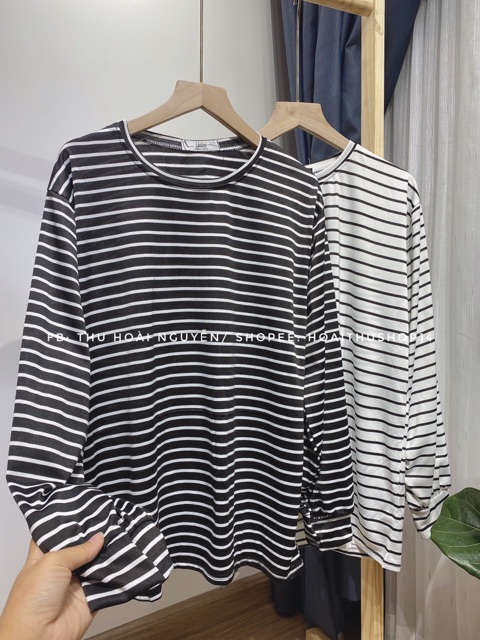 Áo kẻ rộng dài tay siêu xinh