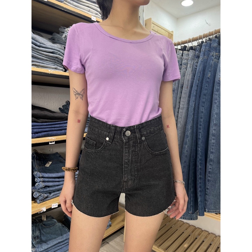 Quần Short Jeans Nữ Lưng Cao REDE Đen SH-07