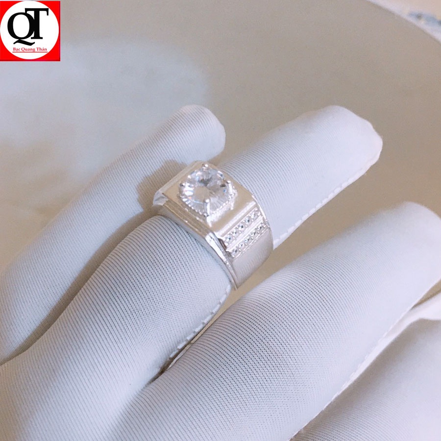 Nhẫn nam bản nhỏ ổ cao phong cách Hàn Quốc chất liệu bạc ta trang sức Bạc Quang Thản - QTNA61