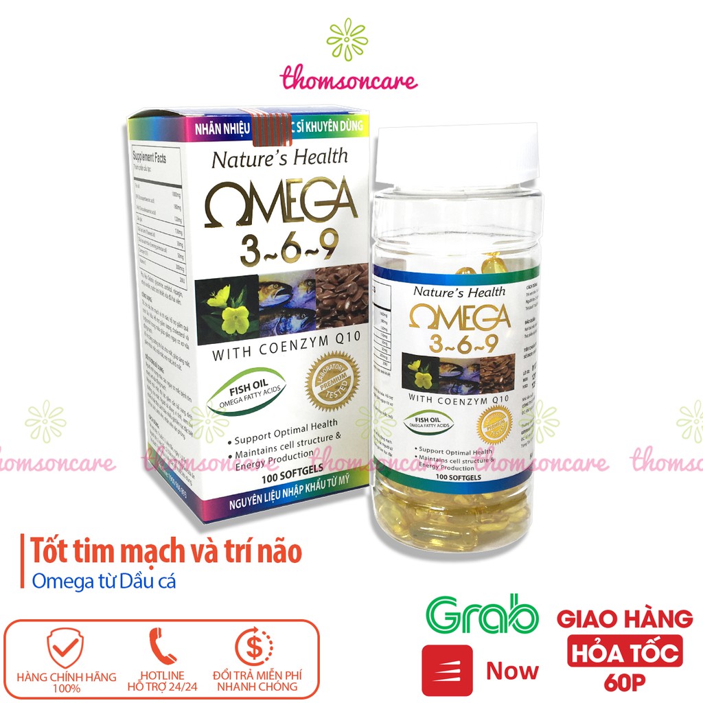 Omega 369 từ dầu cá chứa DHA EPA và dầu hoa anh thảo - Omega 3 6 9 Nature Health tốt cho mắt và tim mạch