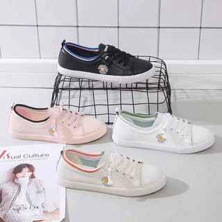Giày lười, giày thể thao nữ cổ chun phối màu thêu hoa cúc TT14