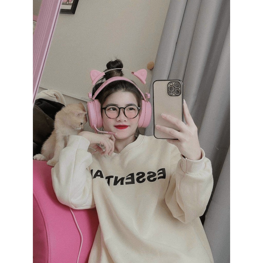 ÁO HOODIE SWEATER NỮ CỔ CHUI THỜI TRANG  PHỐI HẠO TIÊT ĐƠN GIẢN SÀNH ĐIỆU
