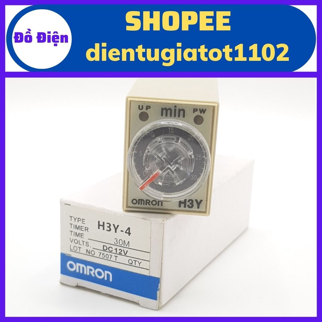 Rơ le 12V 30 phút, Relay thời Gian 12V 30M, H3Y-4, rơ le thời gian, relay omron