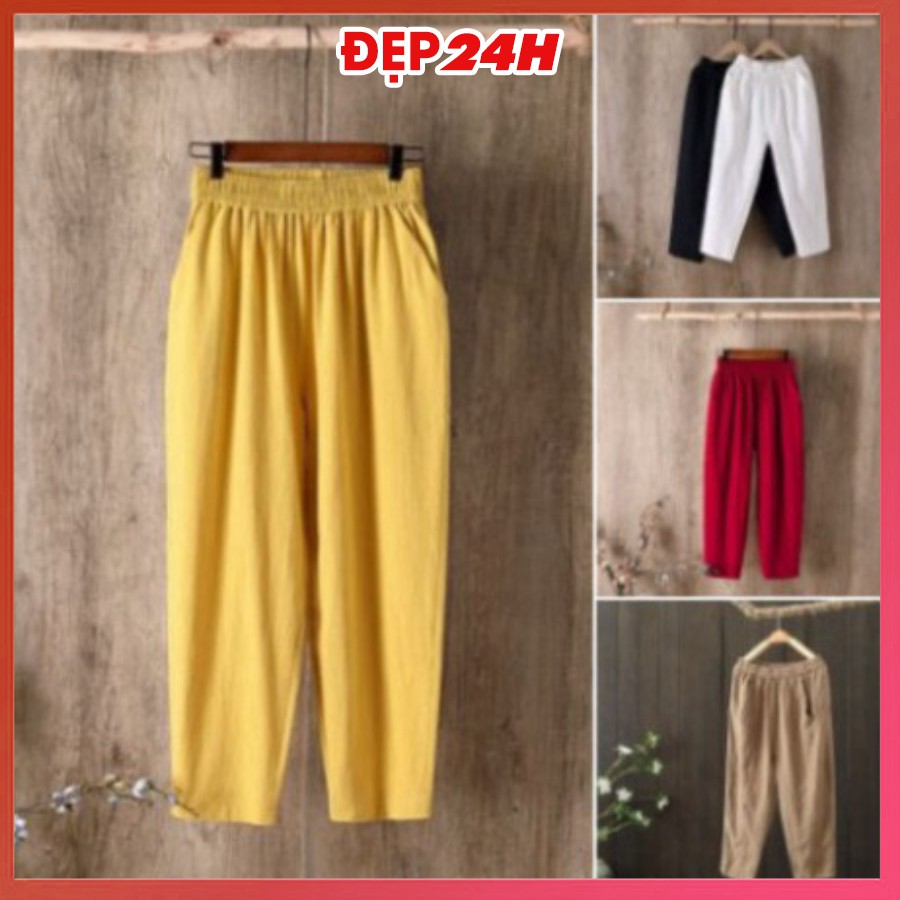 Quần thời trang nữ baggy kiểu dáng Hàn Quốc, quần kiểu nữ Đẹp 24 giờ, chất Đũi tơ mềm mát, form vừa xinh QH.29