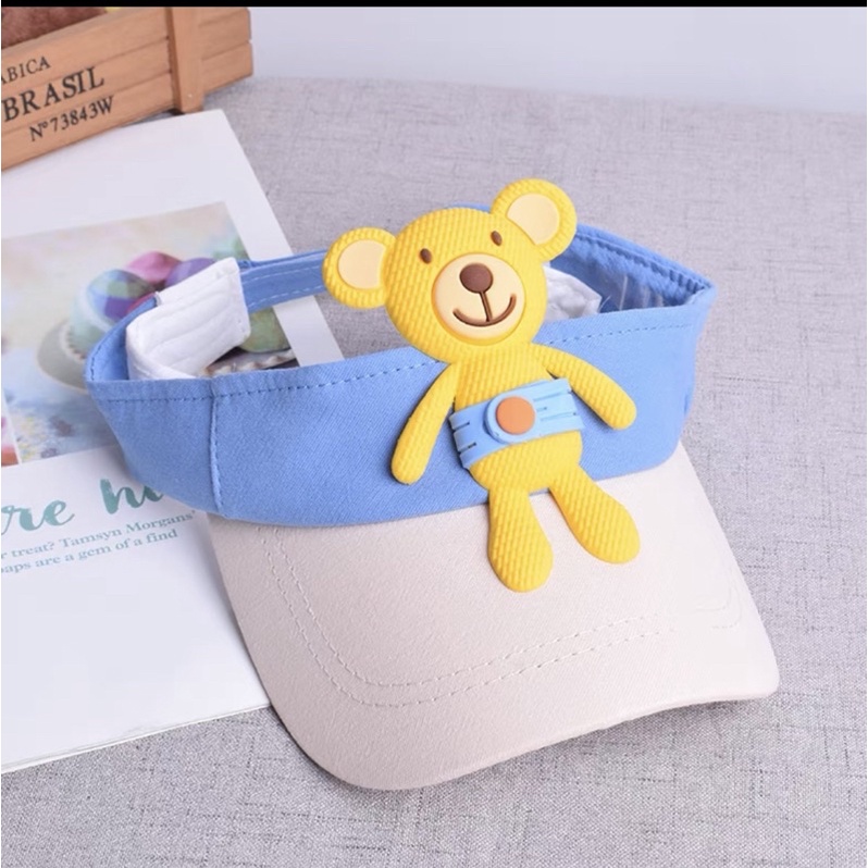 Mũ lưỡi trai hở chóp cho bé trai bé gái hoạ tiết thêu gấu , phù hợp 6 tháng - 4 tuổi