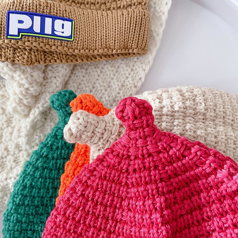 Mũ beanie cotton dệt kim chữ cái thoải mái xinh xắn dành cho trẻ em