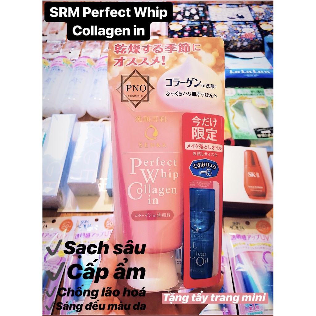( Mới về ) Sữa rửa mặt Perfect Whip Collagen in - tặng tẩy trang mini