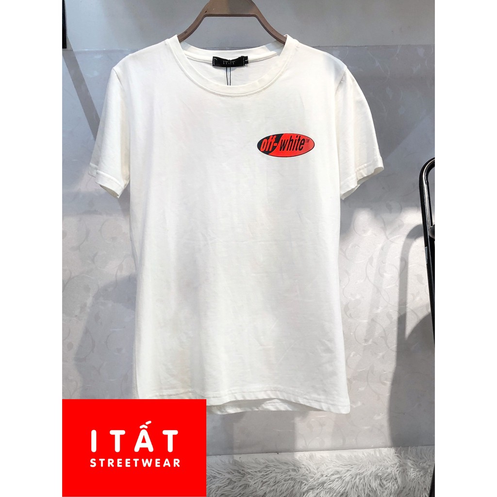 [Hình + video thật] Áo tee thun Off White cotton phối Trắng Đen, thời trang nam nữ unisex streetwear form