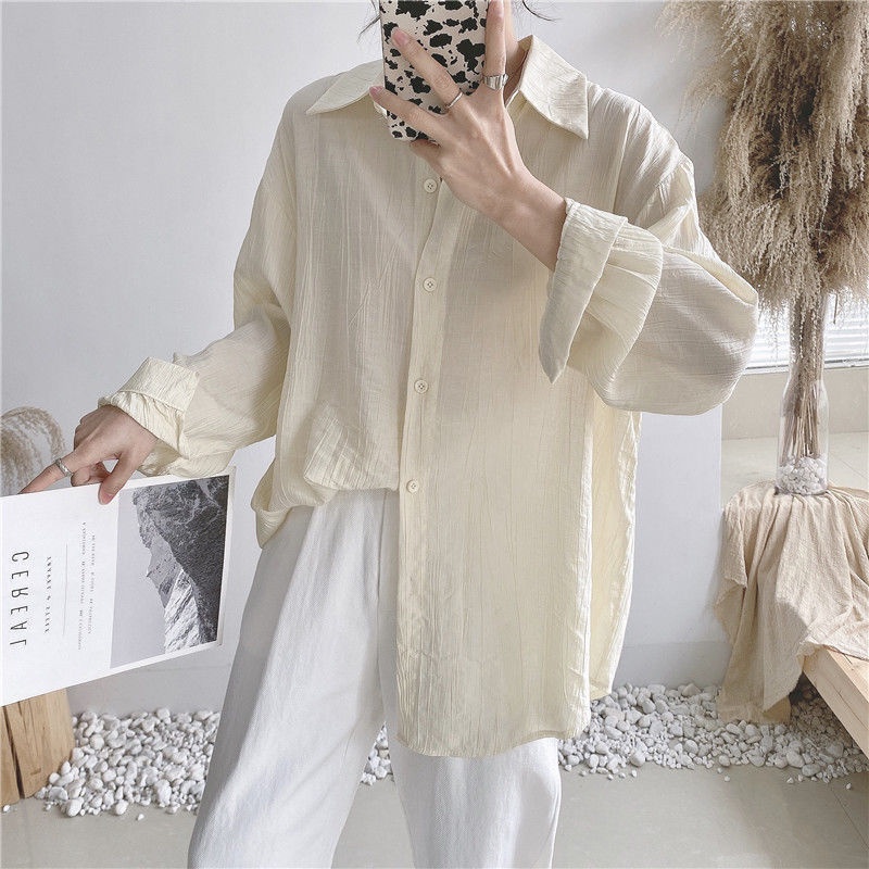 Áo Áo kiểu xếp nếp dáng rộng thoáng khí chống nắng hợp thời trang