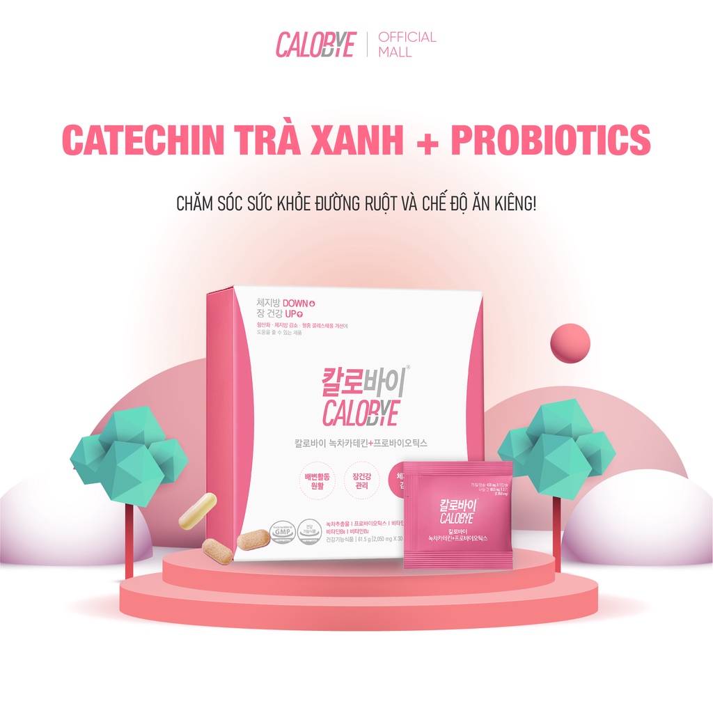 (30 Ngày x 30 Gói) Viên Uống Giảm Mỡ Calobye Catechin Trà Xanh + Probiotics