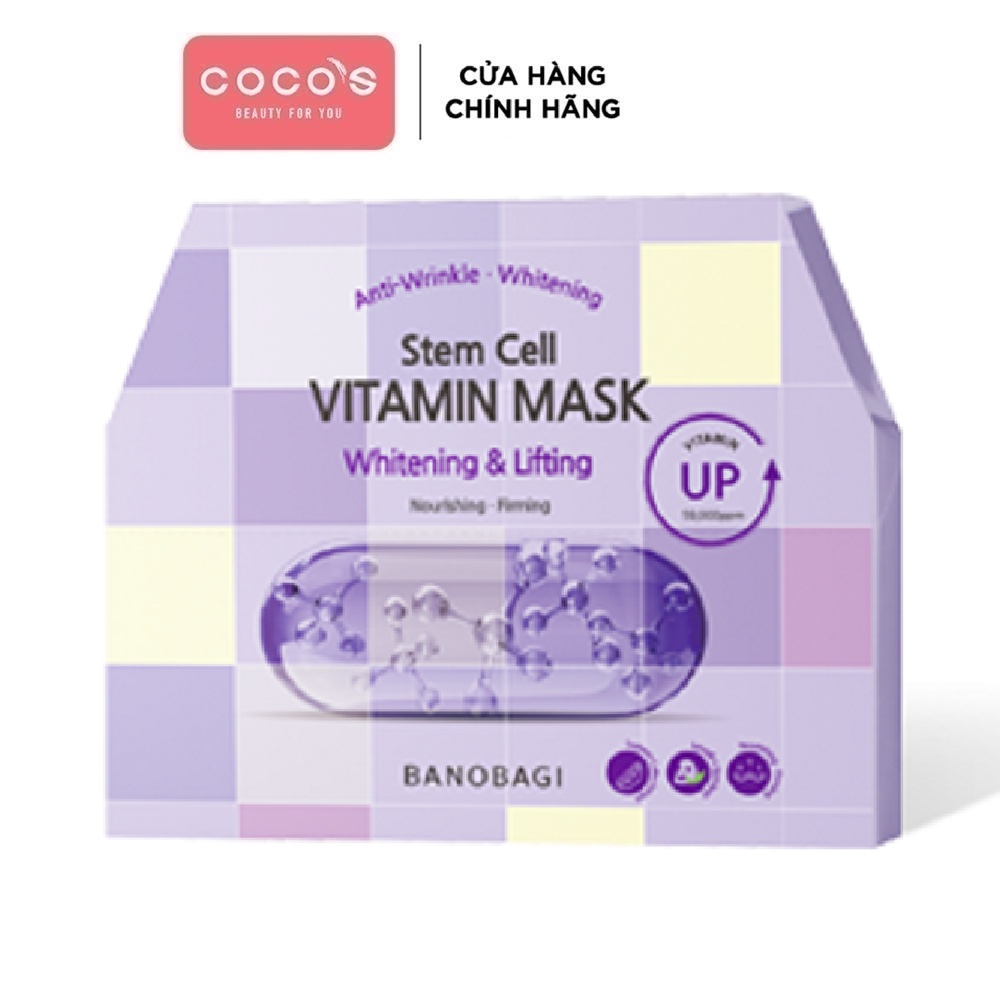 COMBO 10 Mặt Nạ Giấy Dưỡng Ẩm Trắng Da Banobagi Stem Cell Vitamin Mask (2021) (10 X 30ml)