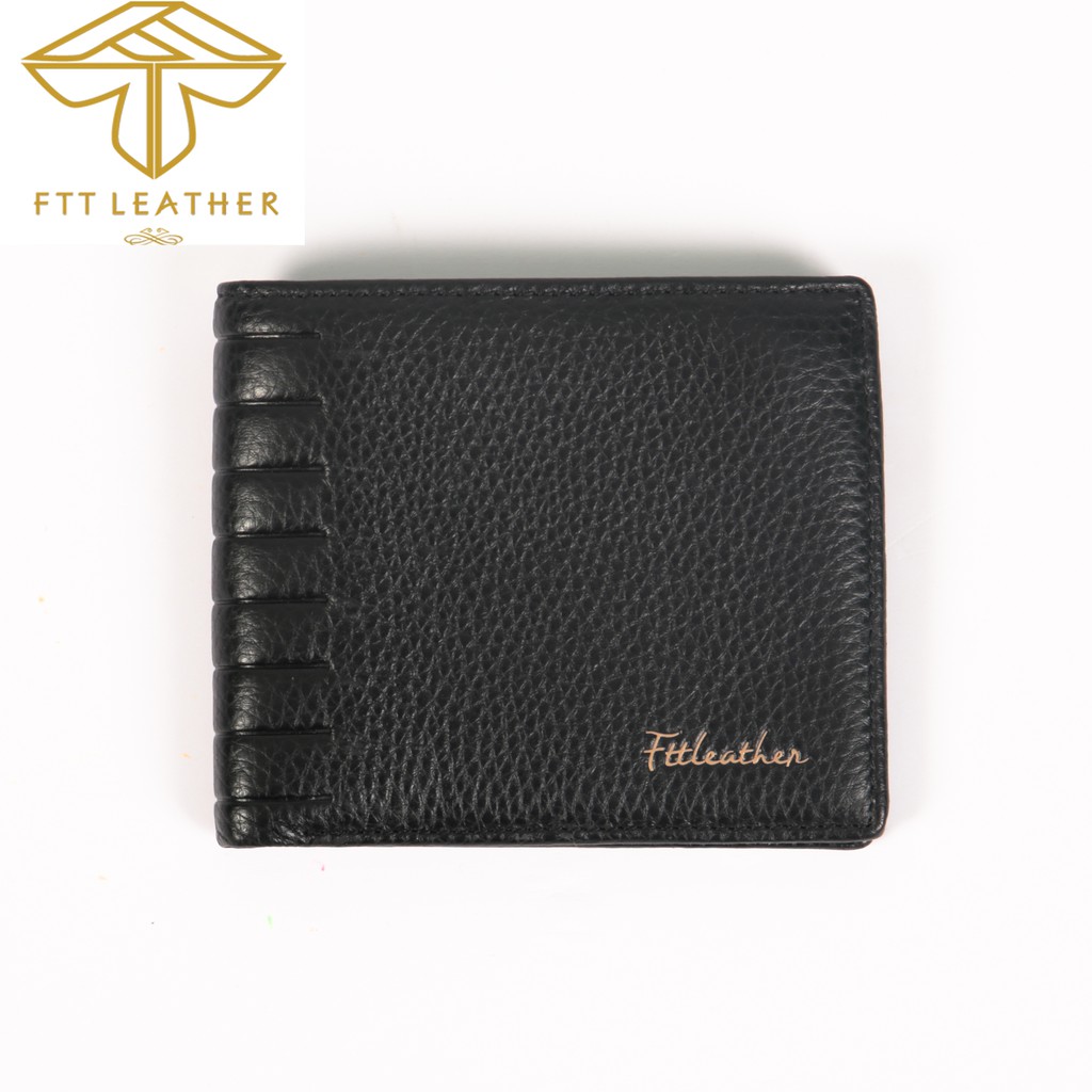 Ví da nam Fttleather khổ nhỏ 8x11 da dê xịn 100% da dê nguyên tấm may thủ công dáng ví 5501