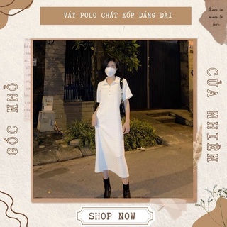 Váy đầm nữ polo cổ đức dáng dài chất xốp