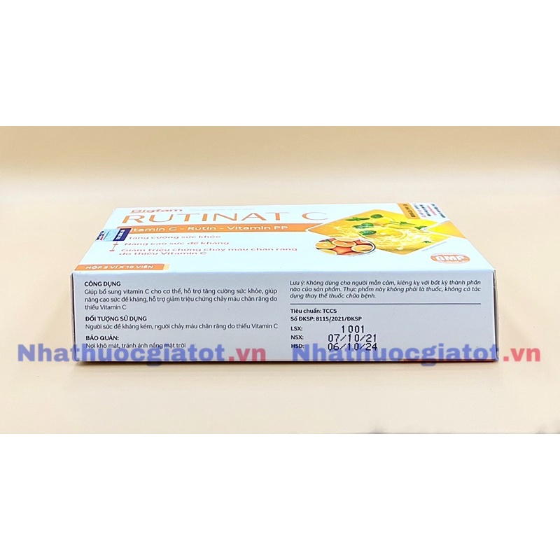 [Vỉ 10 Viên] RUTINAT C BIGFAM Bổ Sung Vitamin C Hỗ Trợ Tăng Cường Sức Đề Kháng Cho Cơ Thể