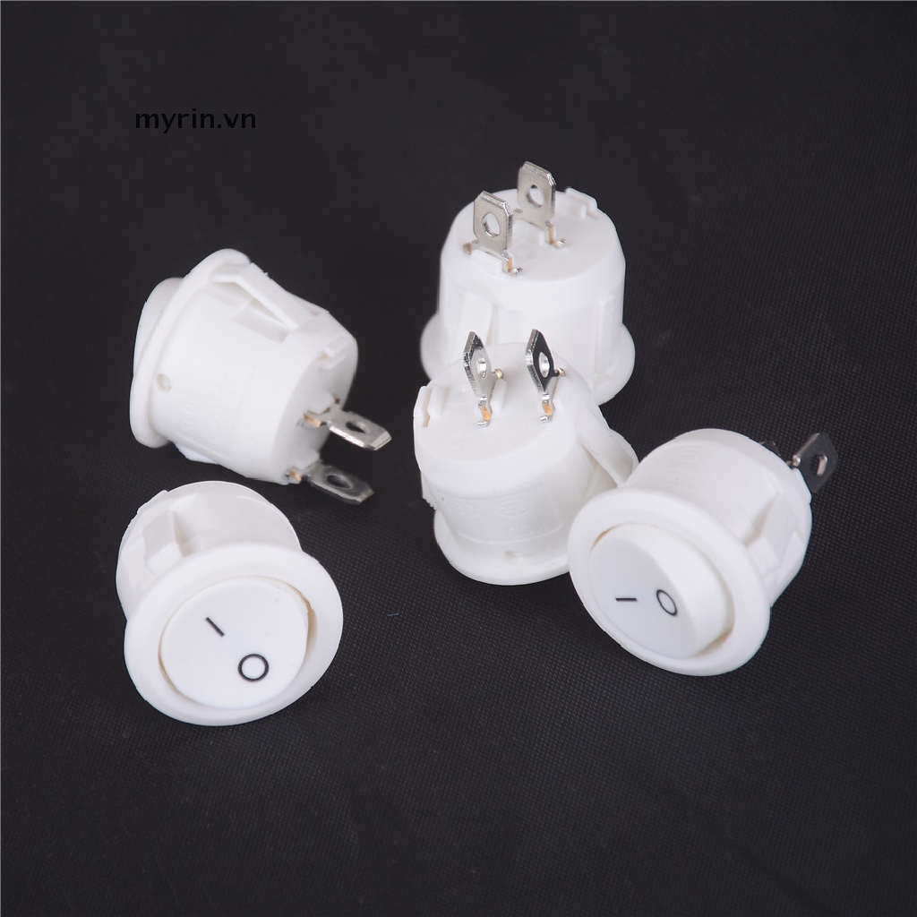 Set 5 Công Tắc Bật Tắt Hình Tròn Mini Màu Trắng 2 Chấu 20mm 12V