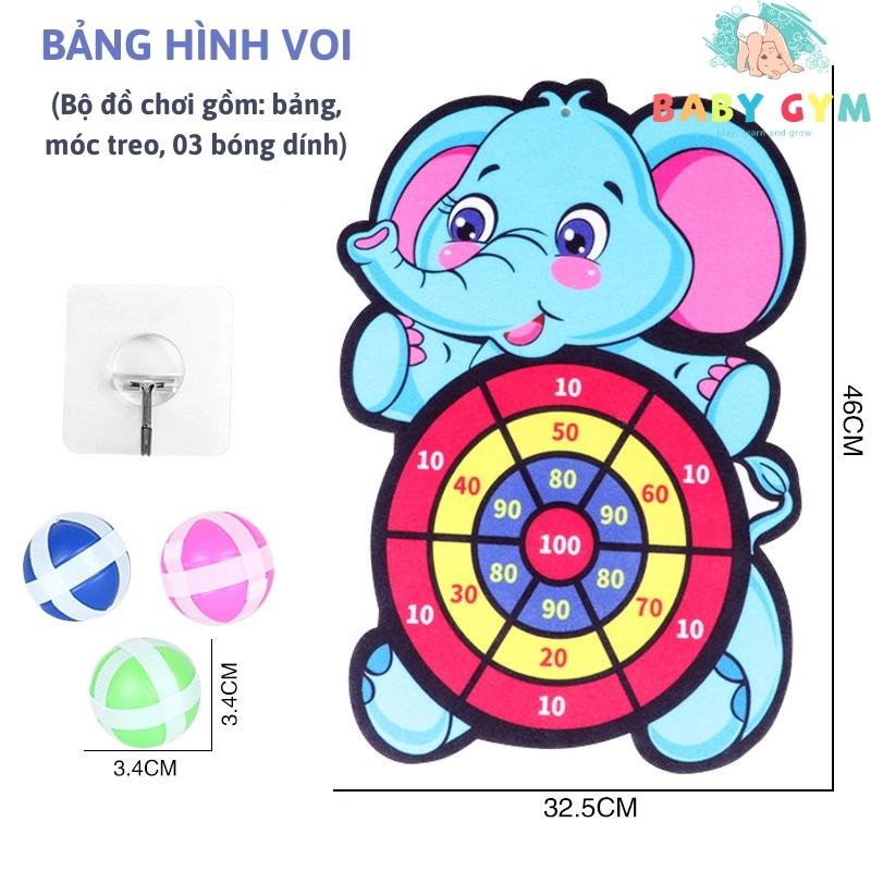 Bảng phi tiêu ném bóng dính cho bé, bảng ném bóng gai hình con vật - BABYGYM